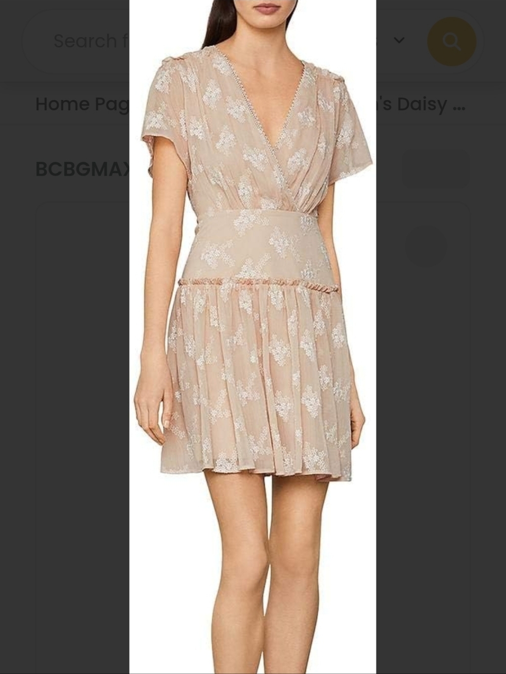 BCBG MAXAZRIA Chiffon Champagne Blush Pink Mini Cocktail Dress Size L